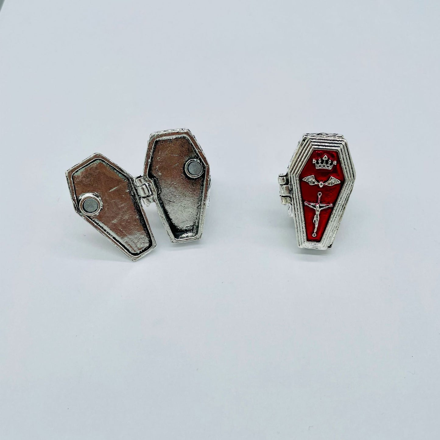 Cross Bat Coffin Ring
