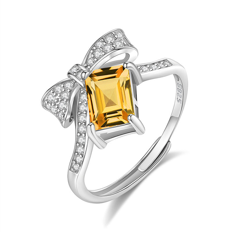Adorable Lady - Anillo ajustable de plata de ley con gema