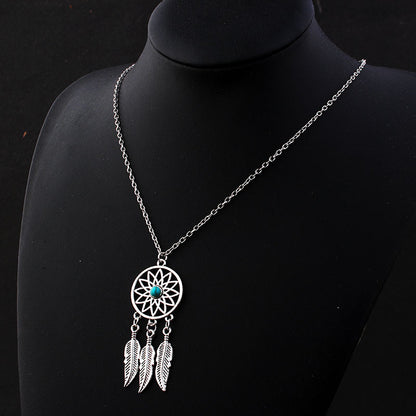 Sea dream catcher - Sterling Silver Turquoise Necklace