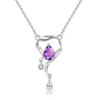 Collar con diseño de gemas de plata de ley con brillo ojo de pez para mujer