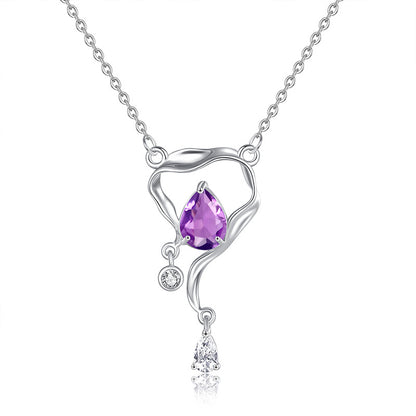 Fish Eye Glow - Sterling Silver Gems Design Necklace For Women