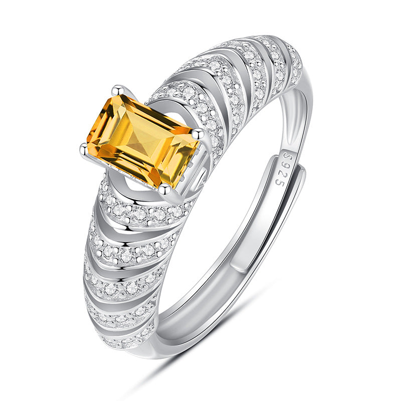 Anillo Topaz Tide - Anillo de piedra preciosa natural con topacio de 4x6 mm