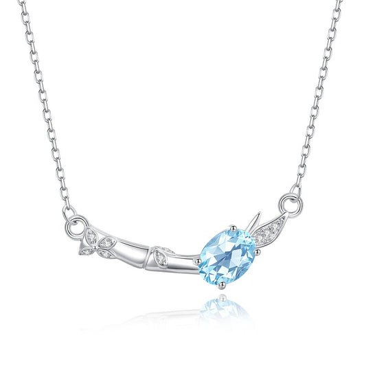 Waterfall Bamboo -  Sterling Silver Gems Design Necklace For Women