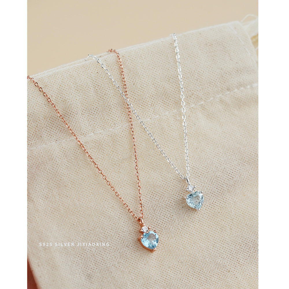 Blue Topaz Heart Necklace