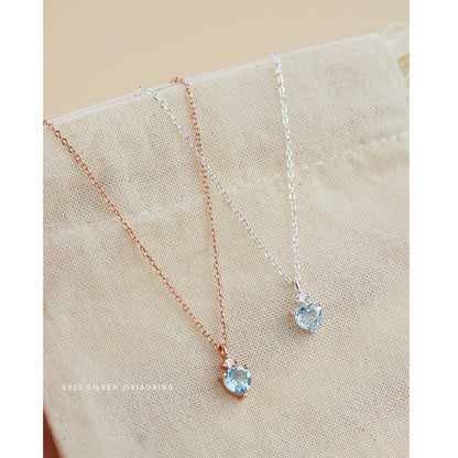 Blue Topaz Heart Necklace