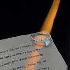 Bague étoile cœur en topaze bleue