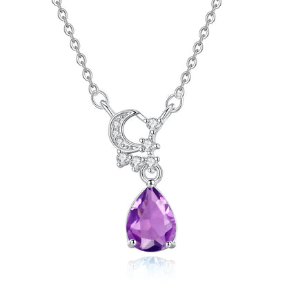 Natural Crystal Silver Necklace – Non-Tarnish Dainty Pendant for Women