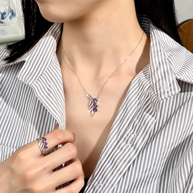 Family Leaf - Gemstone Pendant Jewelry Set