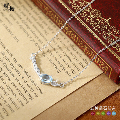 Waterfall Bamboo -  Sterling Silver Gems Design Necklace For Women