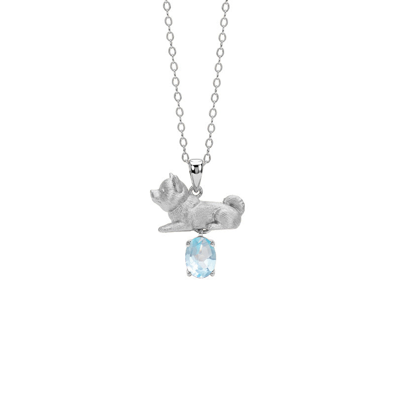 Ocean Dog's Love - Shiba Inu Gemstone Pendant Necklace