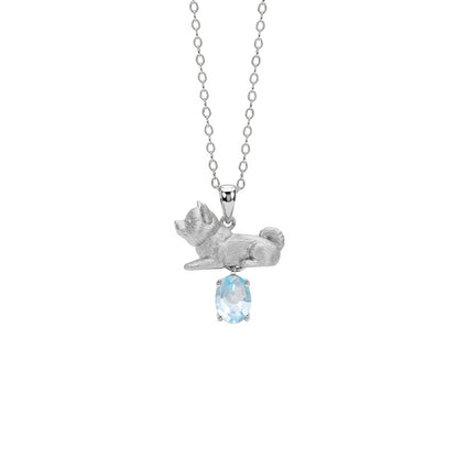 Ocean Dog's Love - Shiba Inu Gemstone Pendant Necklace
