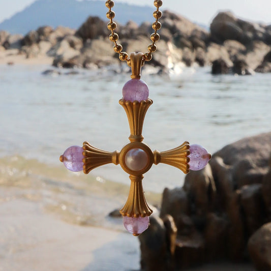 Cross Amethyst Vintage Necklace