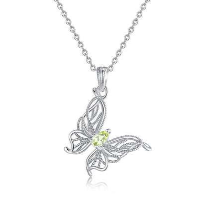 Butterfly's Flight – Natural Gemstone Sterling Silver Tarnish-Free Necklace for Women