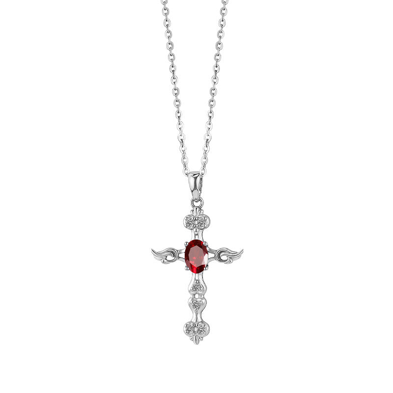Angel's Wing - Gemstone Cross Necklace