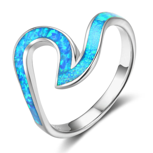 Blue wave - Sterling Silver Blue Opal Ring