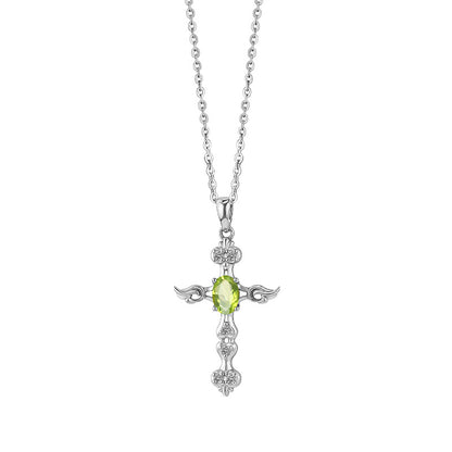 Angel's Wing - Gemstone Cross Necklace
