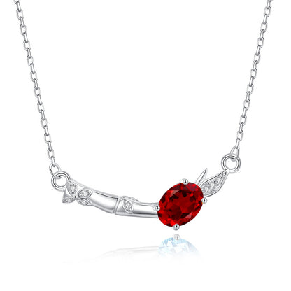 Waterfall Bamboo -  Sterling Silver Gems Design Necklace For Women