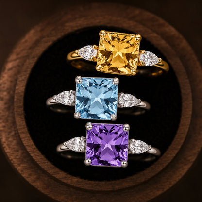 Square Blue Topaz Ring
