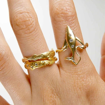 Shark Gold Plated Ring