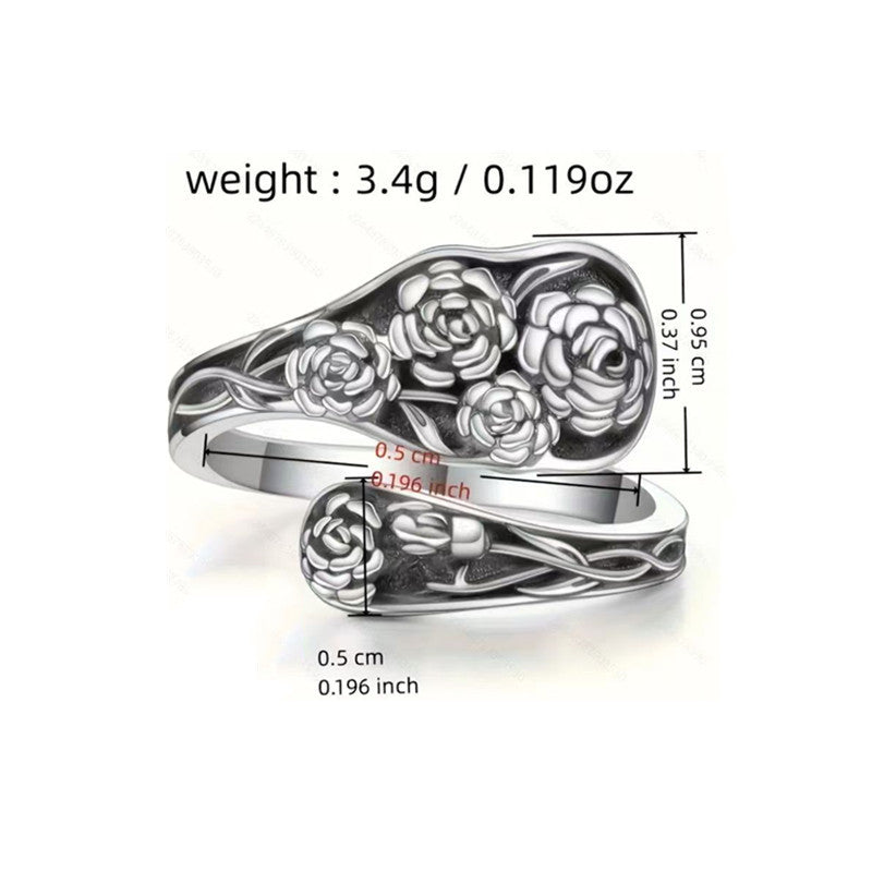 Roses Sterling Silver Spoon Ring