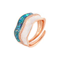 Baiser de Vague - Bague en Or Rose et Nacre