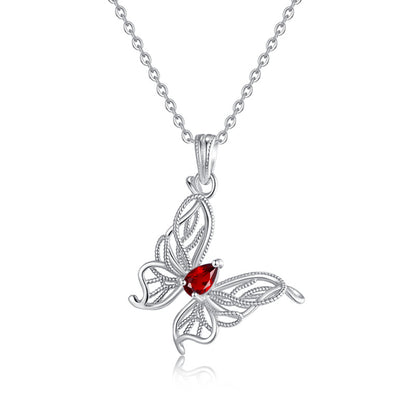 Butterfly's Flight – Natural Gemstone Sterling Silver Tarnish-Free Necklace for Women
