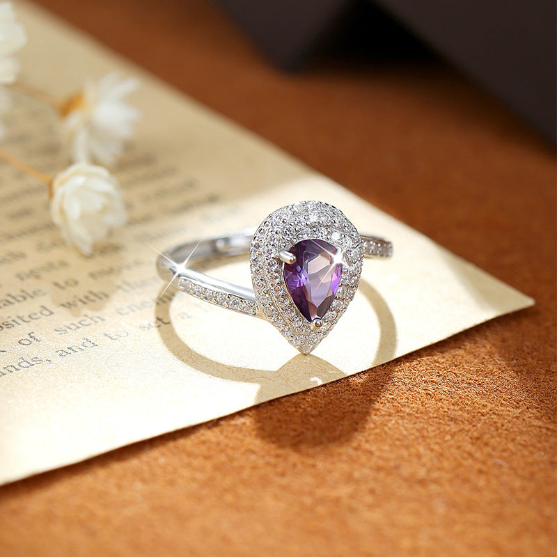Bague en argent sterling avec topaze bleue Aqua Drop
