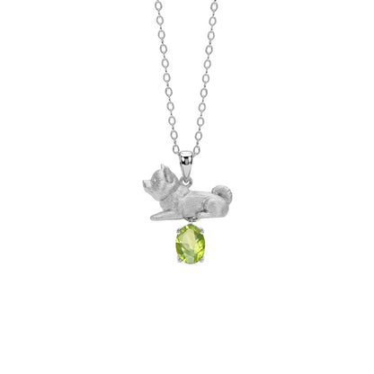 Ocean Dog's Love - Shiba Inu Gemstone Pendant Necklace