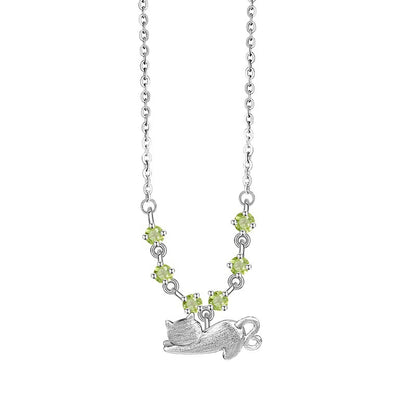 Cat's Soul - Colorful Gemstone Cat Pendant Necklace