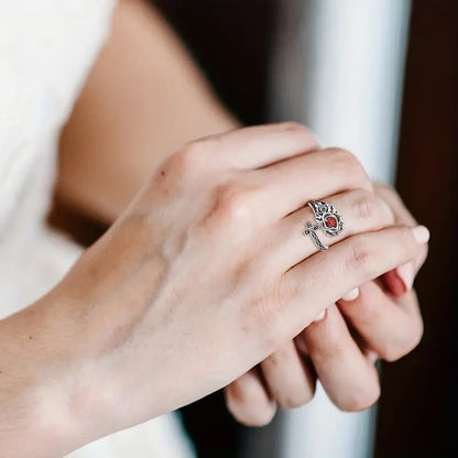Rose Flower Sterling Silver Spoon Ring