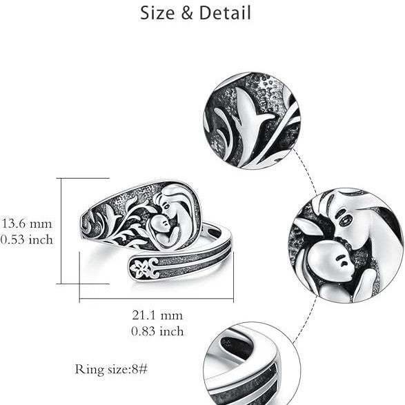 Mama and Kids Sterling Silver Ring