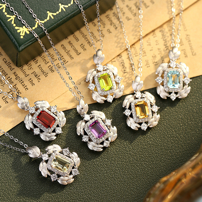 Feathers Classic Flame - Square Crystal Pendant Necklace