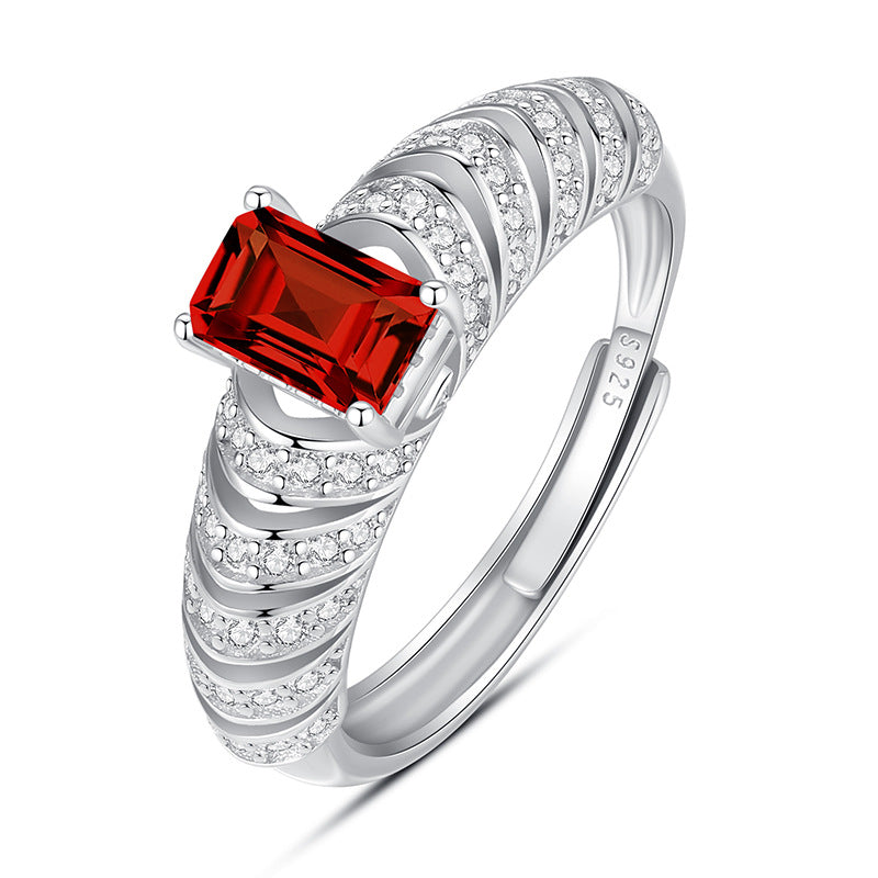 Anillo Topaz Tide - Anillo de piedra preciosa natural con topacio de 4x6 mm