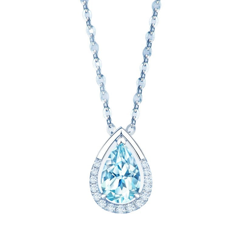 Aquamarine Teardrop Pendant Necklace
