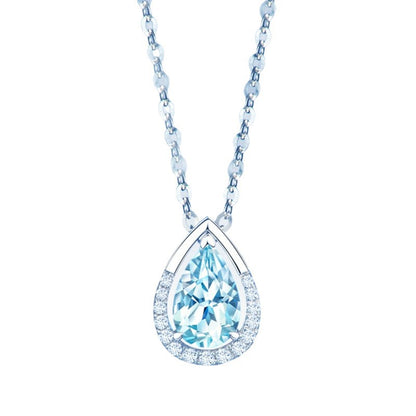Aquamarine Teardrop Pendant Necklace