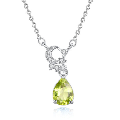 Natural Crystal Silver Necklace – Non-Tarnish Dainty Pendant for Women