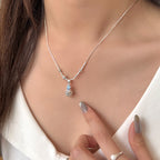 Pancake Sterling Silver Blue Zircon Pendant Necklace