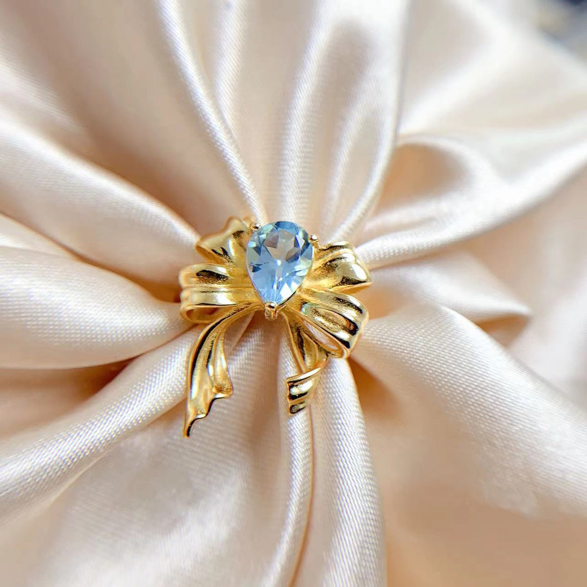 Blue Topaz Butterfly Bow Ring