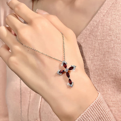 Cross Gemstone Necklace