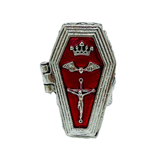 Cross Bat Coffin Ring