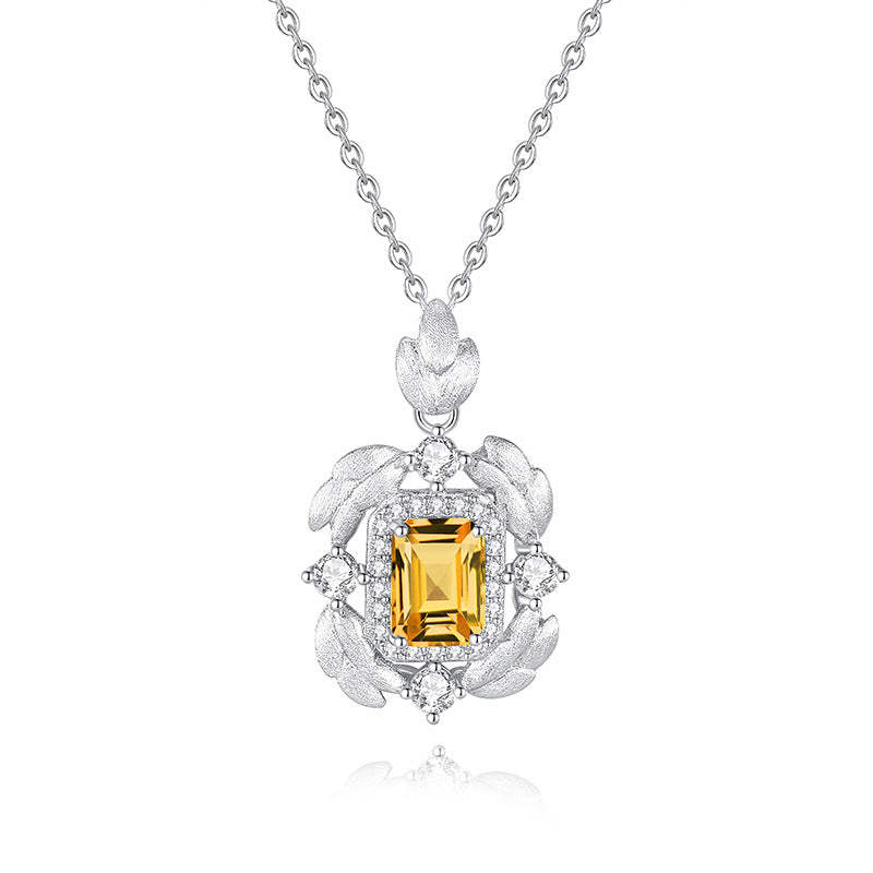 Feathers Classic Flame - Square Crystal Pendant Necklace