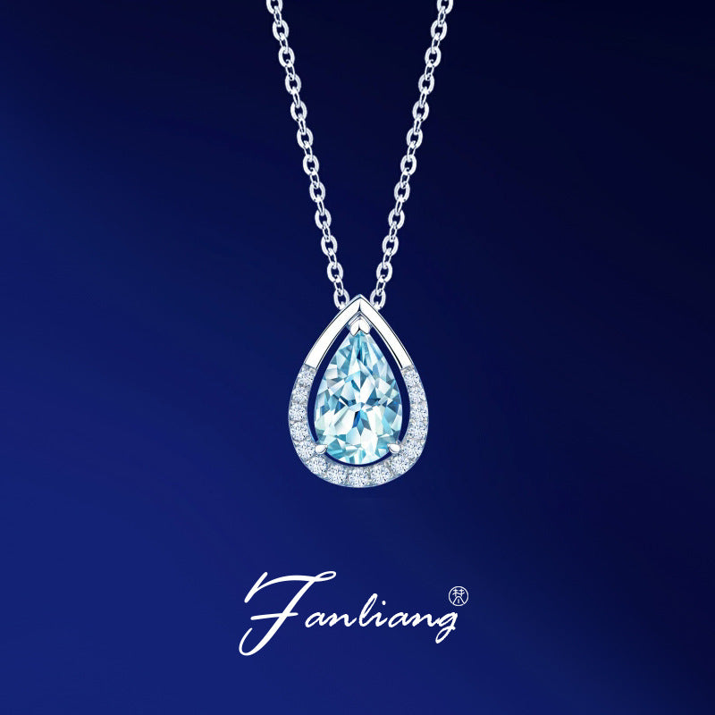 Aquamarine Teardrop Pendant Necklace