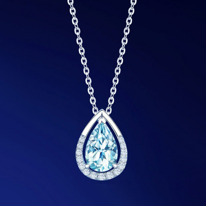 Aquamarine Teardrop Pendant Necklace