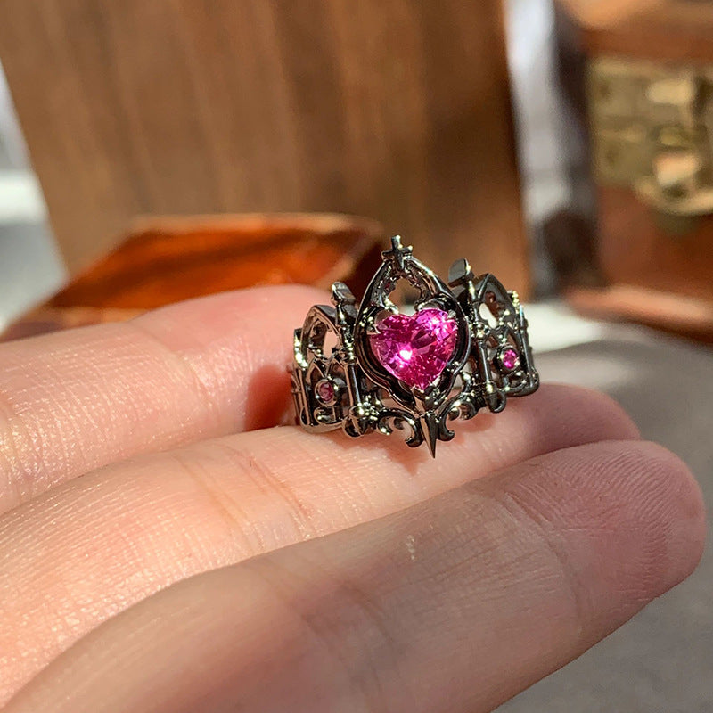 Gothic Halloween Red Heart Adjustable Ring
