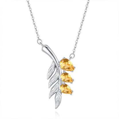 Family Leaf - Gemstone Pendant Jewelry Set