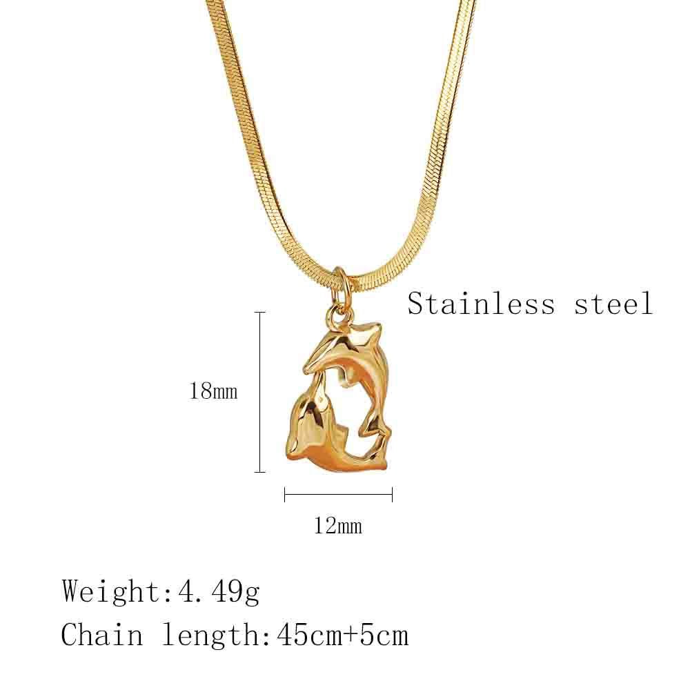Collar de plata de ley con amor de delfín