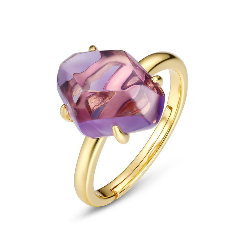 Bague en argent plaqué or et topaze