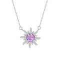 Collar de plata de ley con gemas y diseño de flor de sol