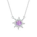 Collar de plata de ley con gemas y diseño de flor de sol