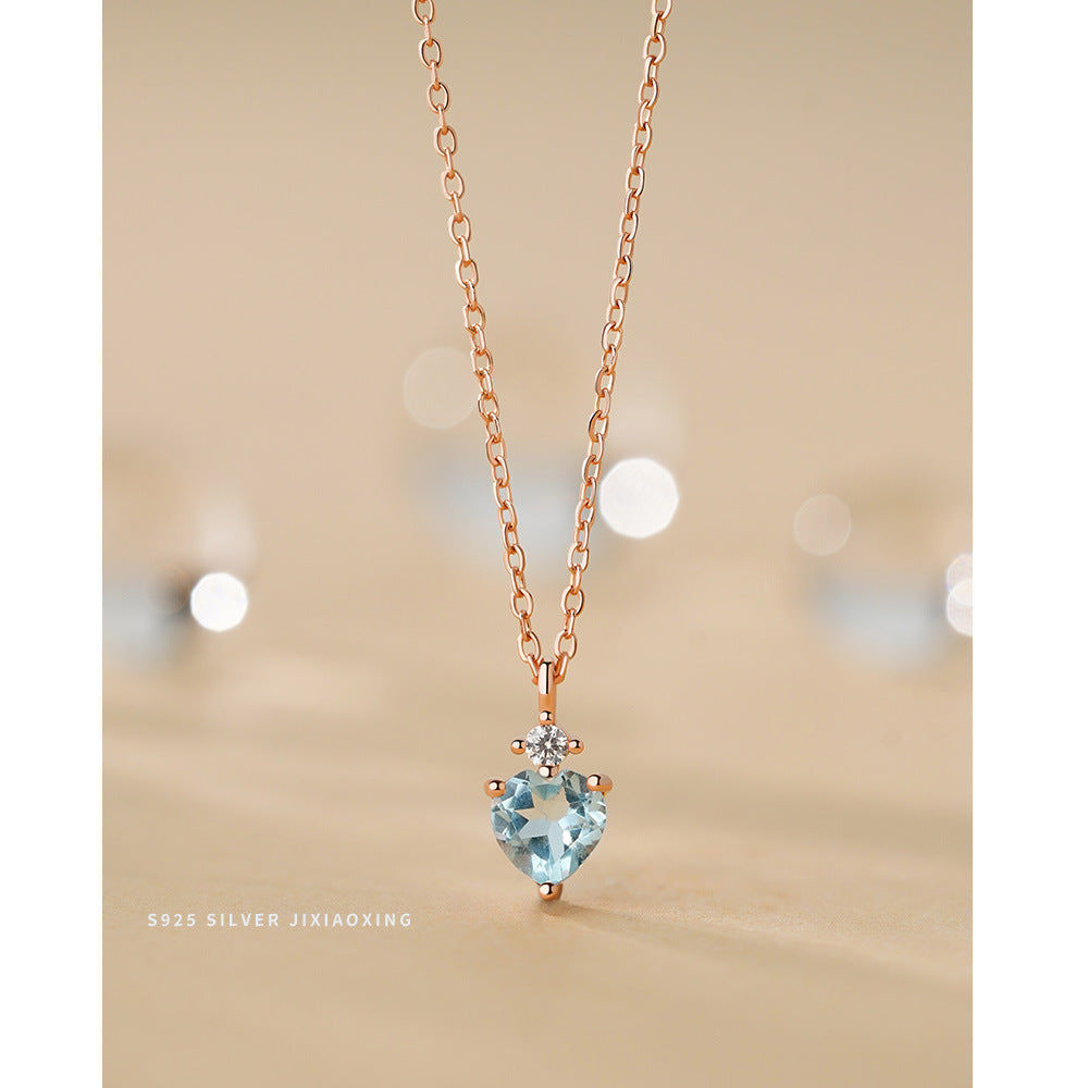Blue Topaz Heart Necklace